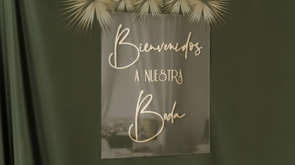 Imagen de Cartel Bienvenidos Boda Herbal